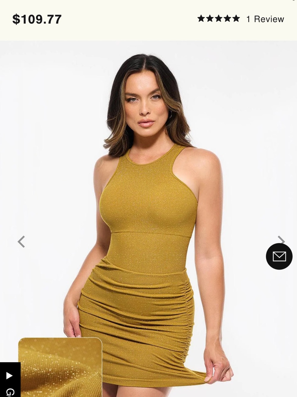 Shapewear Sleeveless Ruched Mini Dress in yellow green
